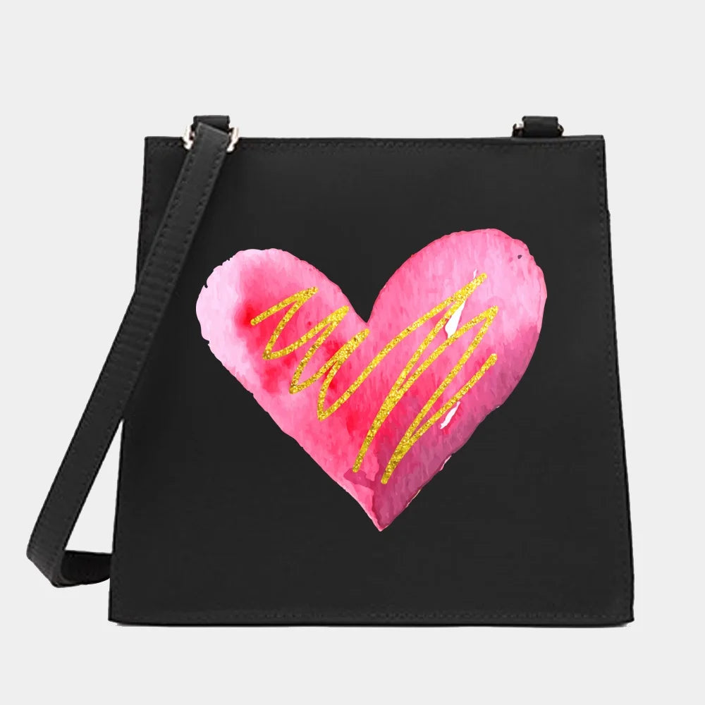 Love Series Shoulder Crossbody Bag Small Square Commute Tote Messenger