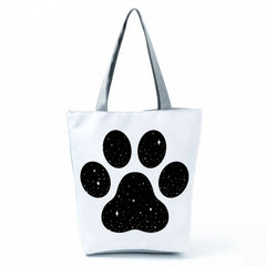 Funny Dog Paw Shoulder Shopper Bag - Pug Print Tote