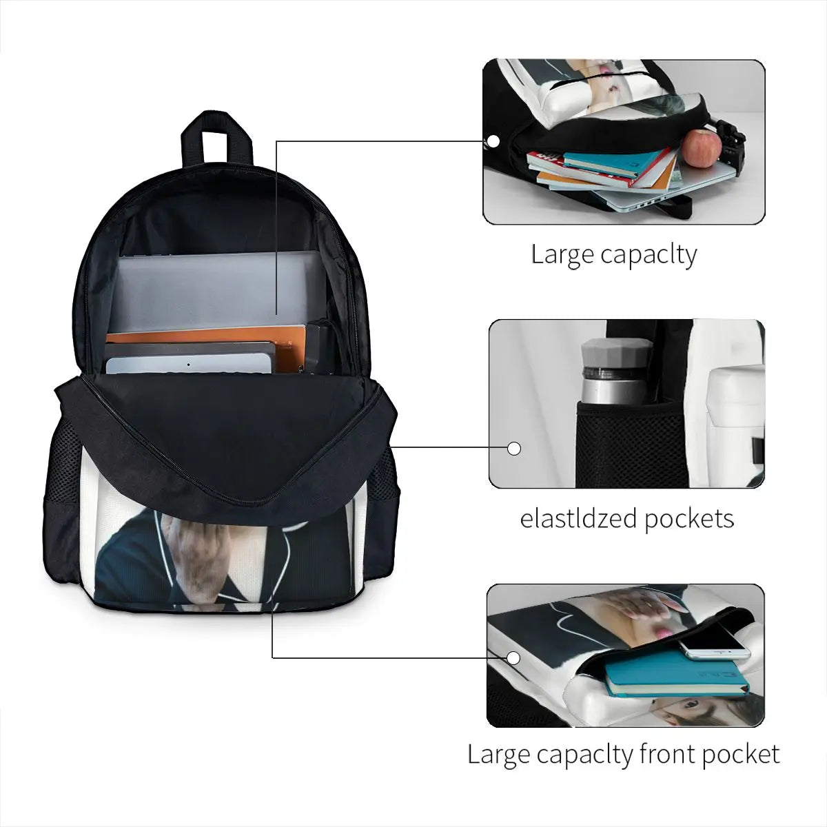 Harajuku Zipper Close Backpacks Men's & Women's Bags