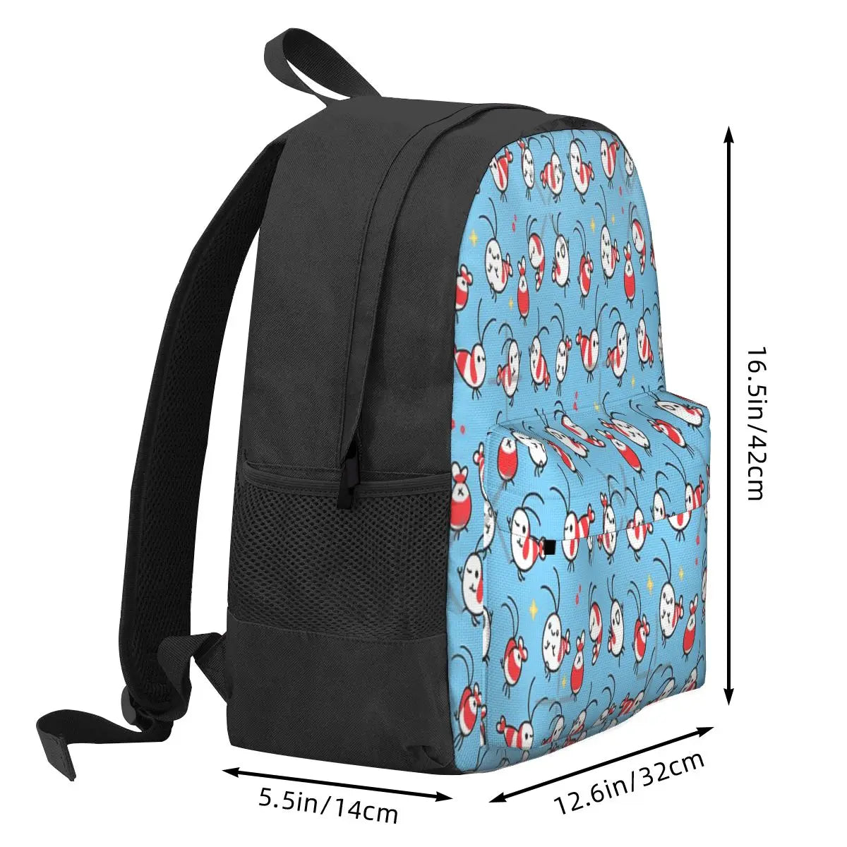 Shy Shrimp Pattern Backpacks Men's Women's Harajuku Backpack