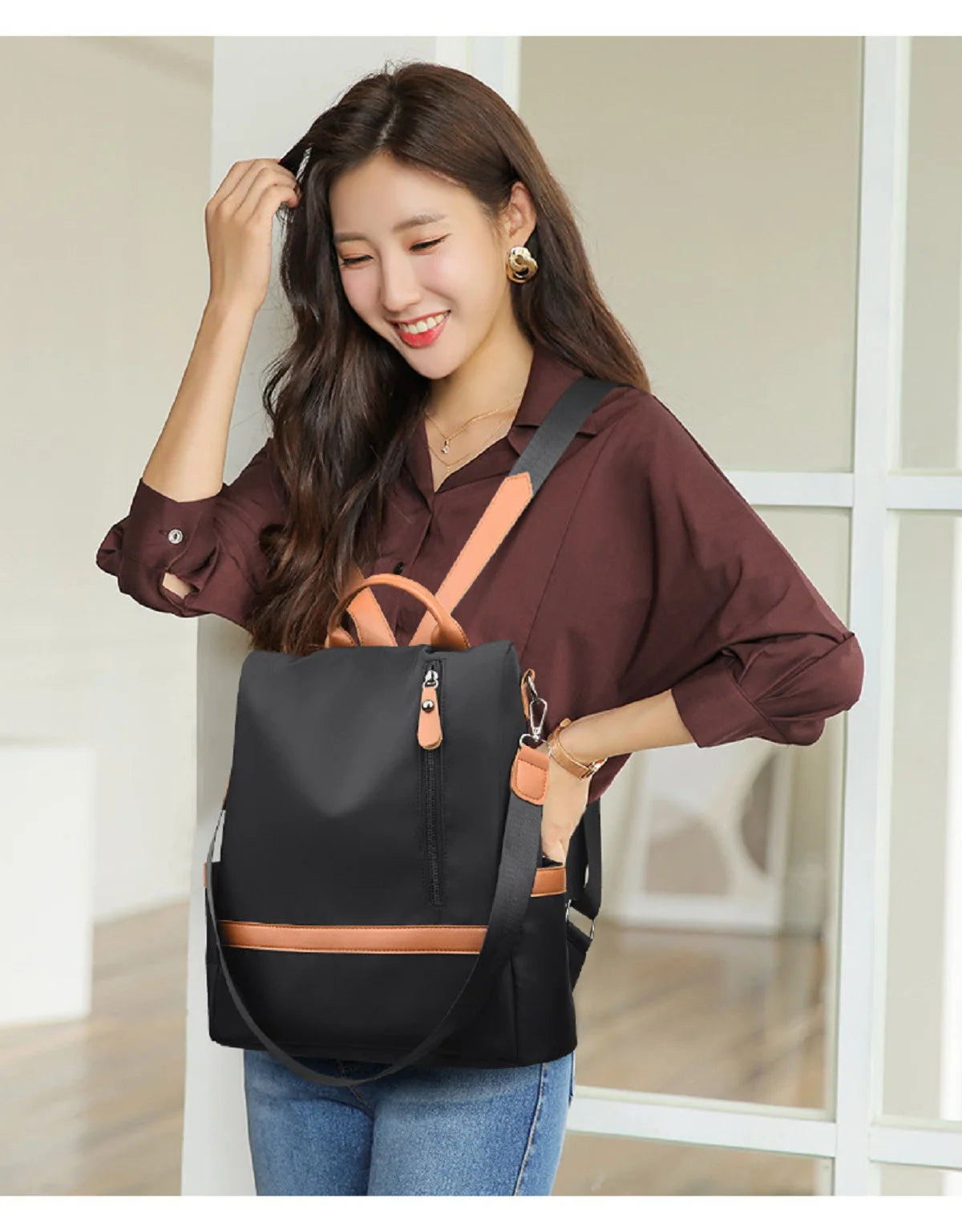 Waterroof Anti-theft Backpack for Women with Side Pocket