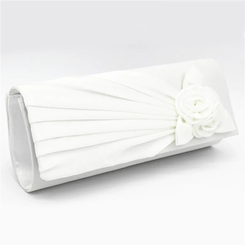 Silk Evening Party Clutch Bag Flower Chain Small Shoulder Handbags