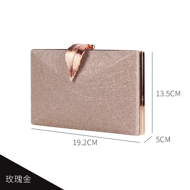 Silver Clutch Bags Womens High Wedding Purse and Handbags Leaf Shape Hasp Phone