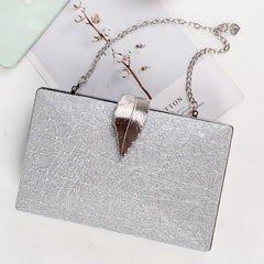 Silver Clutch Bags Womens High Wedding Purse and Handbags Leaf Shape Hasp Phone