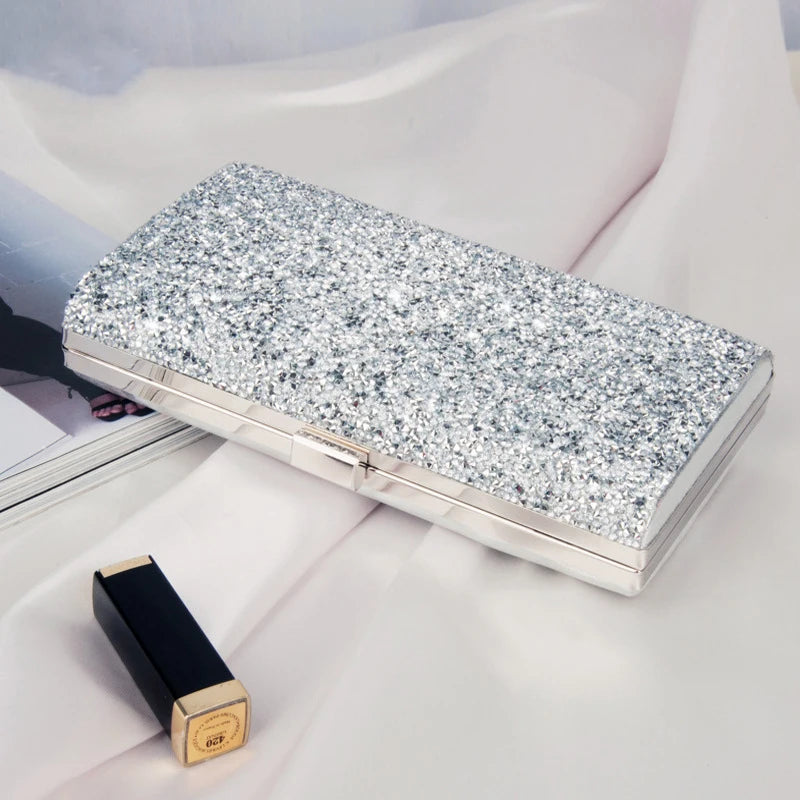 Silver Crossbody Bag Evening Purse Clutch Party Diamond Handbags for Women