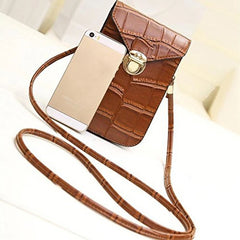 Silver Crocodile Leather Phone Mini Bag Clutch Purse