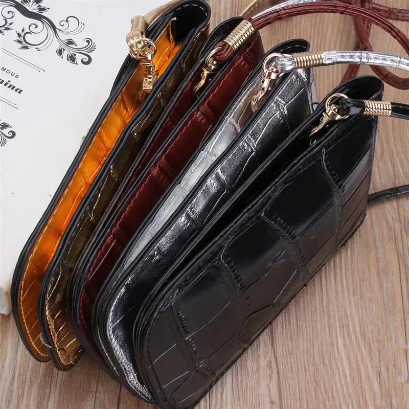 Crocodile Leather Shoulder Bag Clutch Handbag Mini Purse