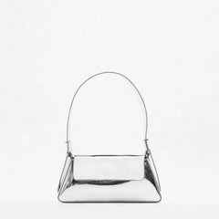 Silver Patent Pu Leather Shoulder Bag for Women Ladies Handbag Evening Party Clu