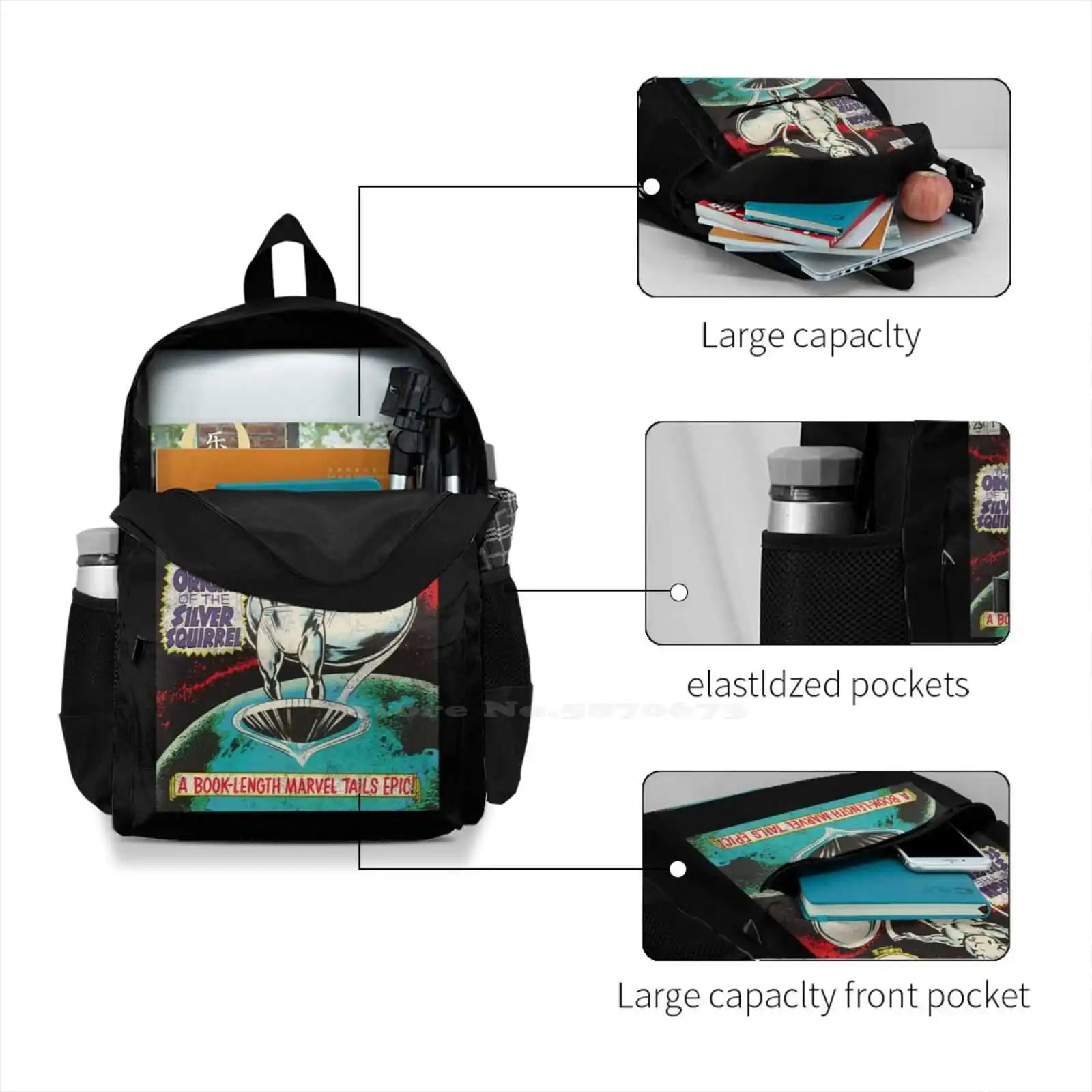 Silver Squirrel 1 Bag Backpack For Men Women Girls Teenage