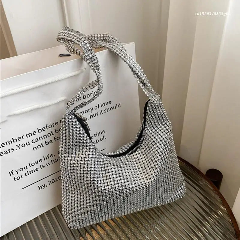 Silver Rhinestone Evening Bag Handbag Shoulder Bag for Women
