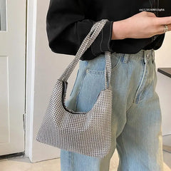 Silver Rhinestone Evening Bag Handbag Shoulder Bag for Women
