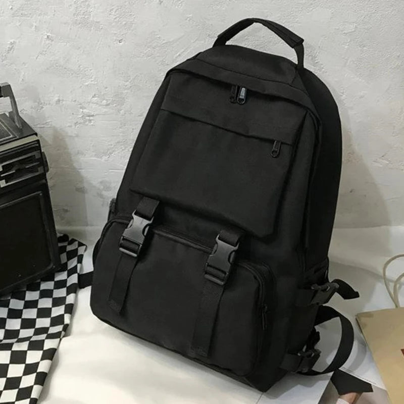 Solid Harajuku Student Schoolbag Large Capacity Travel Backpack
