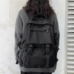 Solid Harajuku Student Schoolbag Large Capacity Travel Backpack