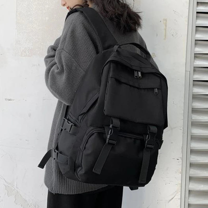 Solid Harajuku Student Schoolbag Large Capacity Travel Backpack