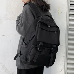 Solid Harajuku Student Schoolbag Large Capacity Travel Backpack