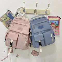 Canvas Backpack Large Capacity Student Laptop High School Book Bag