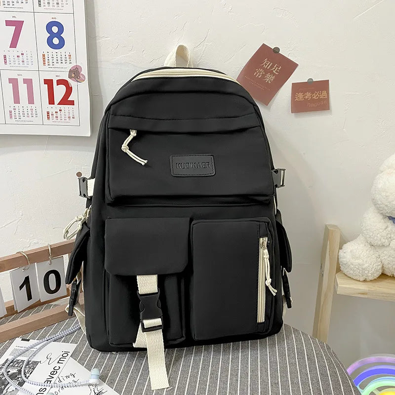 Canvas Backpack for Students Lightweight Large Capacity Book Bag School Bag