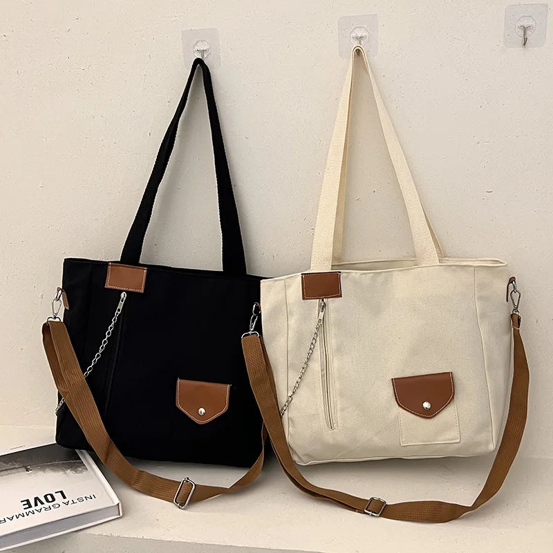 Women's Canvas Shoulder Bag Large Capacity Casual Totes Crossbody School Bag