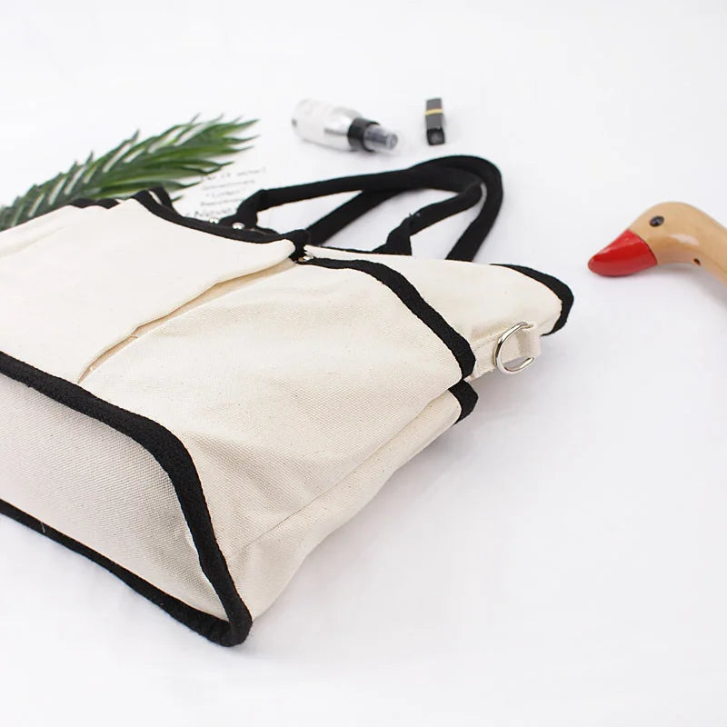 Canvas Handbag Messenger Shoulder Bag Fashionable Multi-pocket Large Capacity