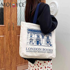 London Bookshop Print Top-handle Bag for Women