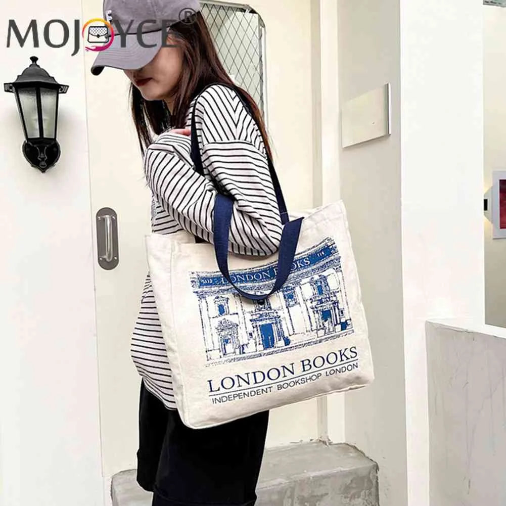 London Bookshop Print Top-handle Bag for Women