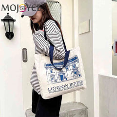 London Bookshop Print Top-handle Bag for Women