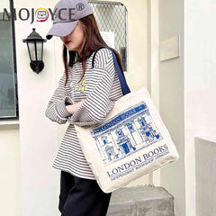 London Bookshop Print Top-handle Bag for Women