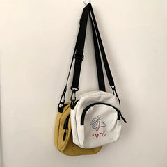 Canvas Women Messenger Bags Girls Cartoons Small Square Shoulder Crossbody Bag R