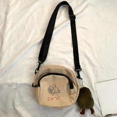 Canvas Women Messenger Bags Girls Cartoons Small Square Shoulder Crossbody Bag