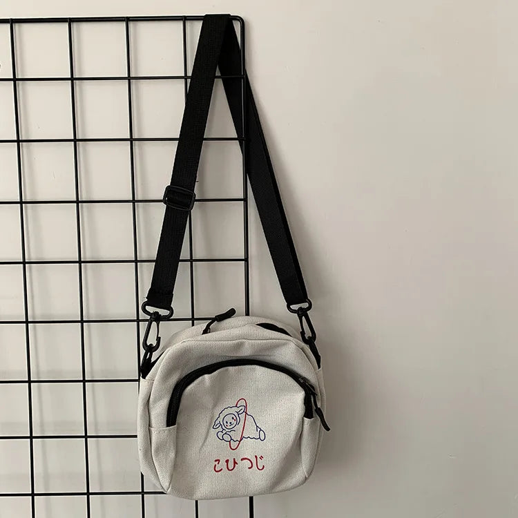 Canvas Women Messenger Bags Girls Cartoons Small Square Shoulder Crossbody Bag R