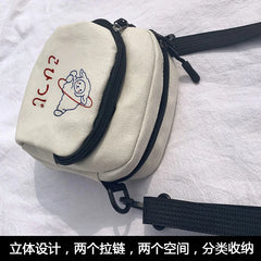 Canvas Women Messenger Bags Girls Cartoons Small Square Shoulder Crossbody Bag R