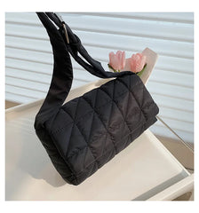 Women's Casual Shoulder Bag Diamond Pattern Solid Crossbody Bag