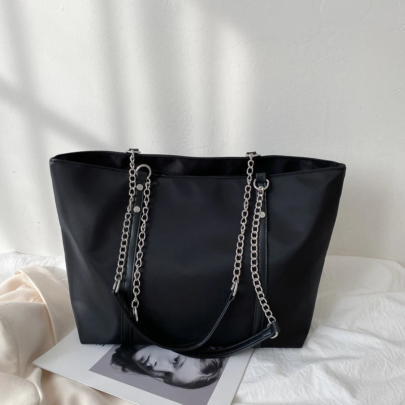 Nylon Chain Shoulder Bag Large Capacity Tote Handbag