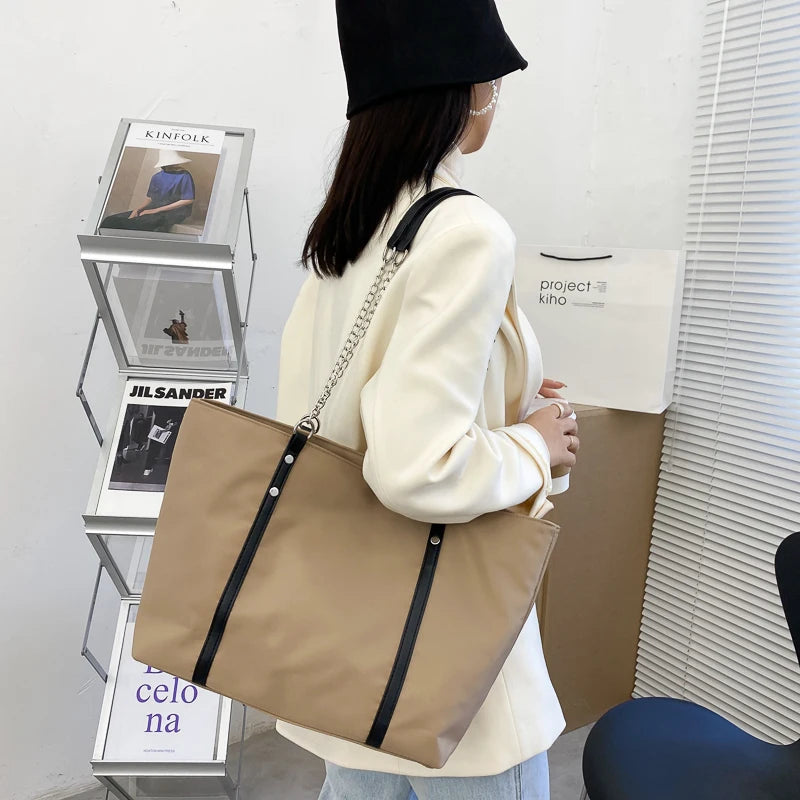 Nylon Chain Shoulder Bag Large Capacity Tote Handbag