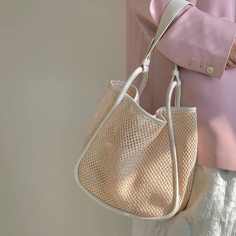 Large Capcity Rattan Shoulder Bag for Women