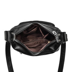 Soft Leather Shoulder Crossbody Bag Classic Solid Zipper Ladies Travel Satchel