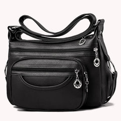 Soft Leather Shoulder Crossbody Bag Classic Solid Zipper Ladies Travel Satchel