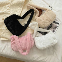 Winter Furry Ladies Clutch Purse Handbag Female Underarm Bag