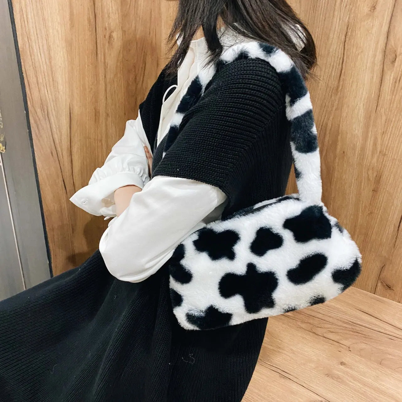 Plush Hobos Shoulder Bags Furry Ladies Clutch Purse Handbag