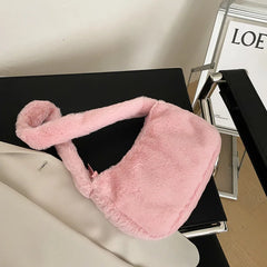 Winter Furry Ladies Clutch Purse Handbag Female Underarm Bag