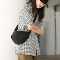 Women's Half Moon Messenger Bag Crossbody Chest Bag Nylon Shoulder Handbag