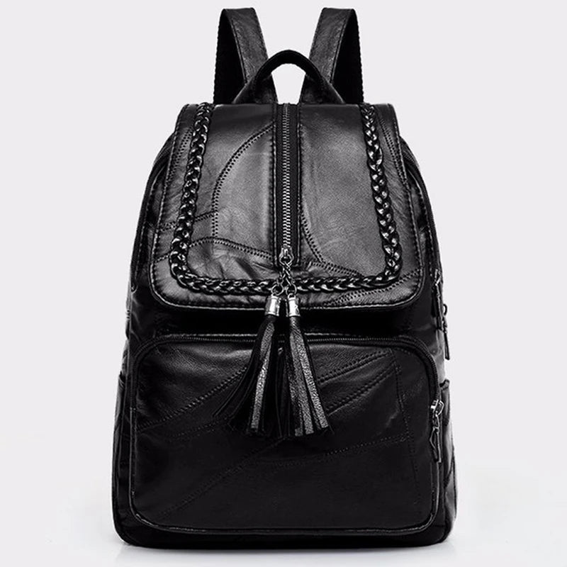 European American Fringed Solid Backpack Women Travel Birthday Gift