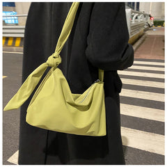 Knotted Strap Women Commuter Hobo Canvas Shoulder Bag