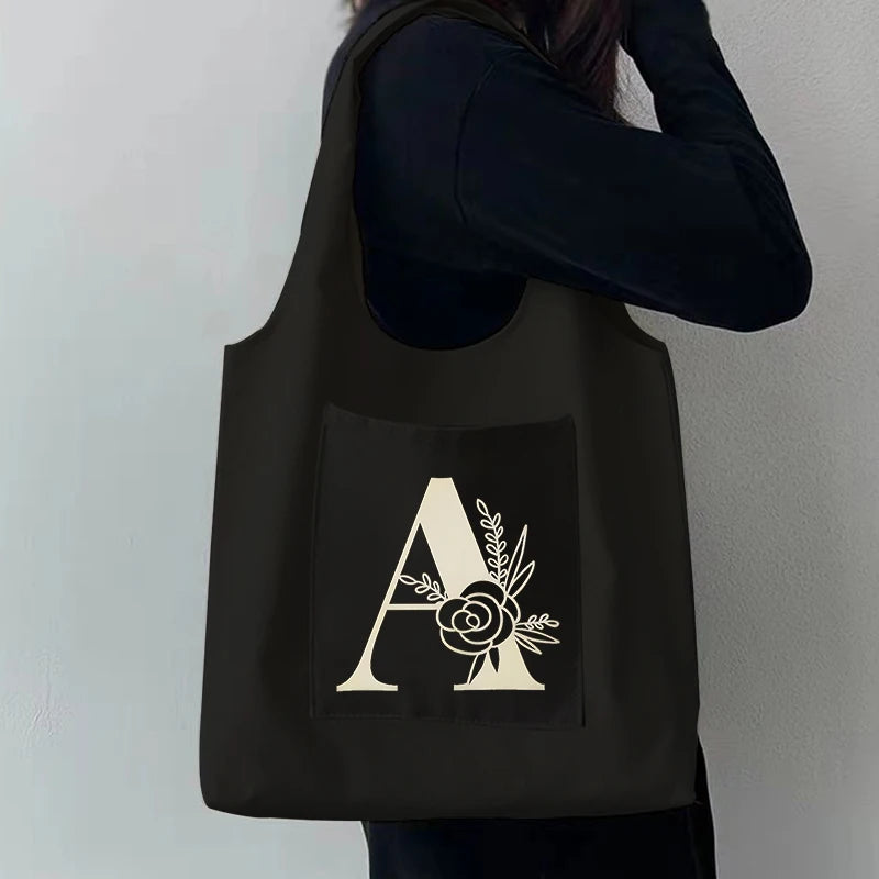 Cartoon Print Canvas Tote Bag Reusable Handbag Shoulder Bag