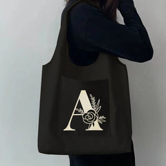 Cartoon Print Canvas Tote Bag Reusable Handbag Shoulder Bag