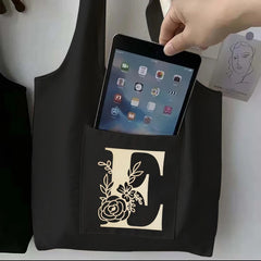 Cartoon Print Canvas Tote Bag Reusable Handbag Shoulder Bag