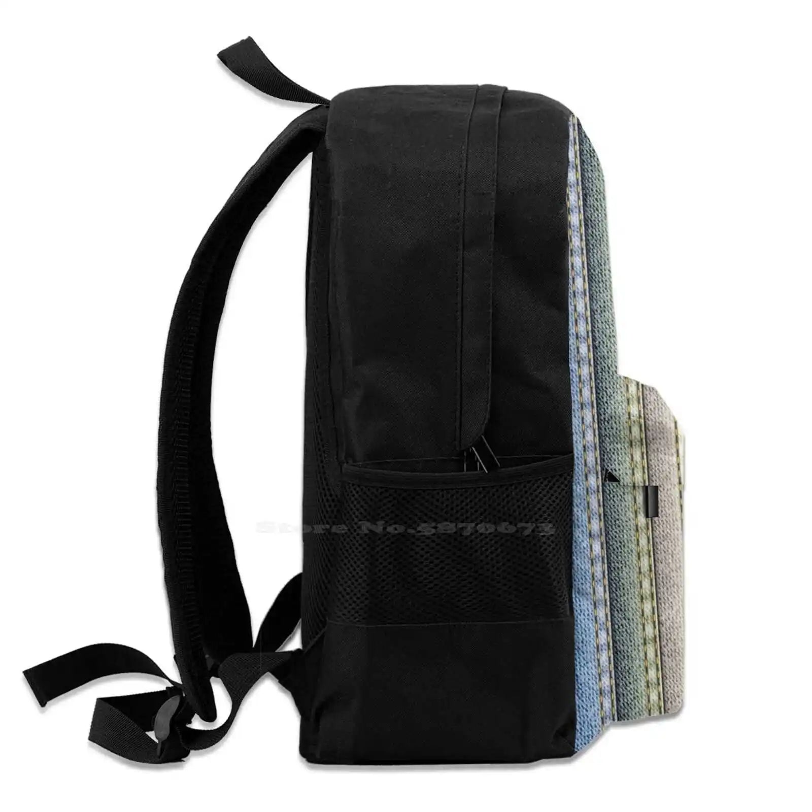 Large Capacity Backpack Laptop Travel Bags Jeans Stripes Lines