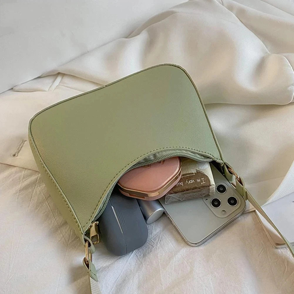 Solid PU Leather Shoulder Underarm Bag Women's Handbag