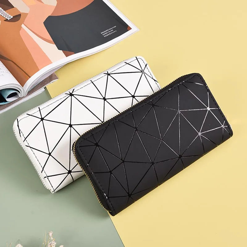 Leather Diamond Short Wallet with Wrist Strap