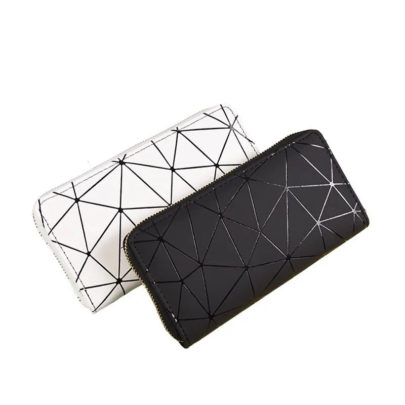 Leather Diamond Short Wallet with Wrist Strap